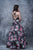 Nina Canacci - 5106 Halter Floral Printed A-Line Dress In Black and Print