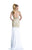 Johnathan Kayne - 510 Embellished V-neck Sheath Dress in Neutral and White