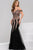 Jovani - 51115 Sequined Off The Shoulder Tulle Mermaid Dress I Black and Pink