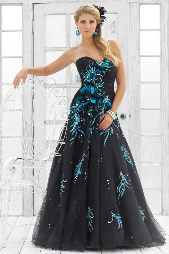 Blush - Stunning Sweetheart A-Line Gown 5111 in Black and Blue