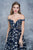 Nina Canacci - 5112 Off Shoulder Sheer Embellished A-line Dress In Blue