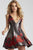 51178 Strappy Plunging Multi-Colored Cocktail Dress