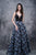 Nina Canacci - 5119 Plunging V-Neck with Contrasting A-line Skirt In Print