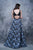 Nina Canacci - 5119 Plunging V-Neck with Contrasting A-line Skirt In Print
