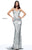 Sherri Hill - 51206 Sleeveless V Neck Fitted Beaded and Sequined Dress In Silver