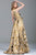 Jovani - 51244 One Shoulder Gilded Metallic Print Ballgown in Gold