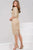 Jovani - Gold Lace Off Shoulder Knee Length Sheath Dress 51278 - 1 Pc Gold in Size 14 Available