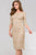 51278 Gold Lace Off Shoulder Knee Length Dress