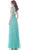 Jadore - J7100 Deep Plunge V Neck High Slit Soft Chiffon Gown In Green