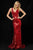 Sherri Hill - 51364 Beaded Plunging V-neck Sheath Dress In Red