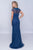 Nina Canacci - 5139 Lace Cap Sleeve V-neck Trumpet Dress In Blue