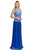 Lenovia - 5142 Lace Scoop Chiffon A-line Dress With Mini Train In Blue