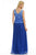 Lenovia - 5142 Lace Scoop Chiffon A-line Dress With Mini Train In Blue