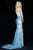 Sherri Hill - 51430 Sequined Halter Trumpet Dress With Train In Blue