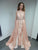 51436 Silky Sleeveless Beaded Gown with Overskirt