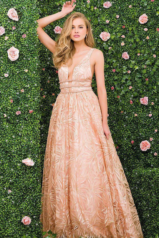 51439 Deep Blush Sequined A-line Gown