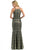 Lenovia - 5143.. Soft Scuba Trumpet Dress With Satin Sash In Black and Gold