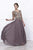 Nox Anabel - 5144 Quarter Sleeve Embroidered Illusion Gown in Brown