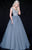 Sherri Hill - 51447 Embellished Wide V-neck Ballgown In Gray