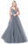 Sherri Hill - 51447 Embellished Wide V-neck Ballgown In Gray
