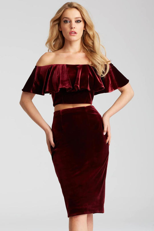 51450 Ruffled Off-Shoulder Two-Piece Dress