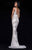 Sherri Hill - 51475 Beaded Deep V-neck Fitted Dress With Train In White