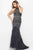 51501 Halter Feather Embellished Evening Dress