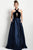 Jovani Plunging Cutout Cross-Halter Ballgown in Blue