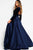 51510 Velvet Deep V-neck A-line Dress With Overskirt