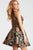 51513 Floral Halter Pleated Cocktail Dress