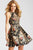 51513 Floral Halter Pleated Cocktail Dress