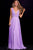 51515 Ruched Deep V-neck A-line Dress