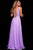 51515 Ruched Deep V-neck A-line Dress