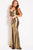 51552 Strapless Gold Metallic Ruched Fitted Dress