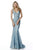 Sherri Hill - 51571 Metallic Lace Fitted Mermaid Dress In Blue