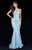 Sherri Hill - 51571 Metallic Lace Fitted Mermaid Dress In Blue