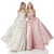 Sherri Hill - 51574 Bead Appliqued Strapless Lace Ballgown In Neutral and Pink