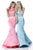 Sherri Hill - 51581 Two Piece Halter Satin Mermaid Dress In Pink and Blue