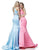 Sherri Hill - 51581 Two Piece Halter Satin Mermaid Dress In Pink and Blue