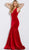 Jovani - 51586 Plunging V-Neck Trumpet Evening Gown In Red