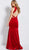Jovani - 51586 Plunging V-Neck Trumpet Evening Gown In Red