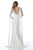 Sherri Hill - 51599 Beaded Lace Deep V-Neck Dress With Chiffon Drapes In White
