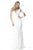 Sherri Hill - 51599 Beaded Lace Deep V-Neck Dress With Chiffon Drapes In White