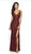 Intrigue by Blush - 515 Bedazzled Plunging V-neck Trumpet Dress In Red