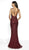 Intrigue by Blush - 515 Bedazzled Plunging V-neck Trumpet Dress In Red