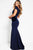 51605 Bateau Neck Velvet Sheath Dress