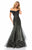 Sherri Hill - 51618 Beaded Off Shoulder Tulle Mermaid Gown In Gray