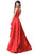 Sherri Hill - 51627 Deep V-neck Mikado A-line Gown In Red