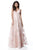 Sherri Hill - 51628 Floral Print Deep V-neck A-line Gown In Pink
