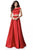 Sherri Hill - 51632 Two Piece Off-Shoulder Satin A-Line Dress In Red
